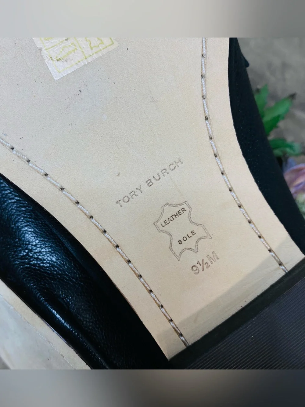 Tory Burch Size 9.5 Perrine Loafer Shoes Square Toe Logo Leather Perfect Black